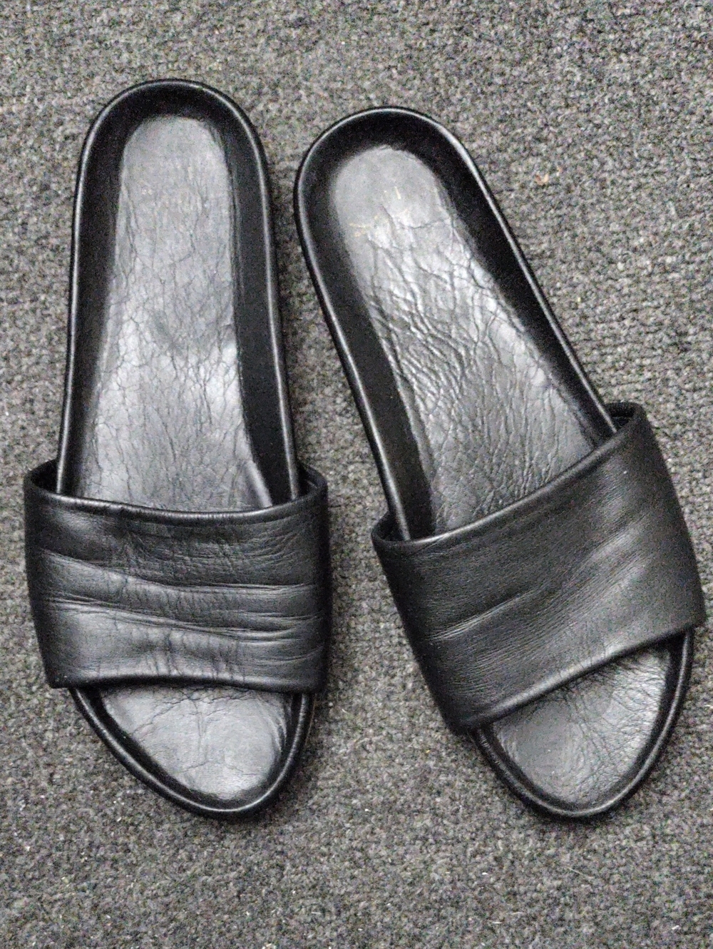 beek Black Leather Slide Sandals